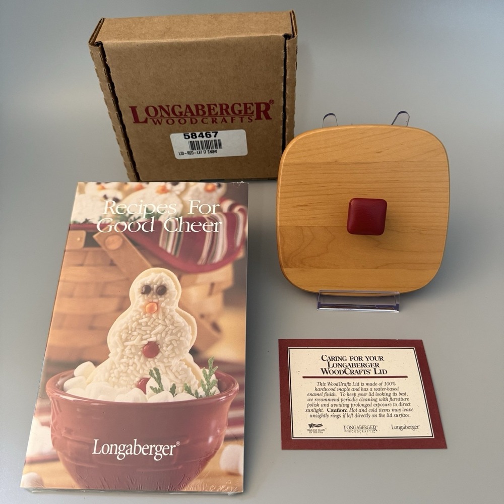 Longaberger WoodCrafts 2000 Deck the Halls Basket Wooden Lid ONLY Red Knob 58467